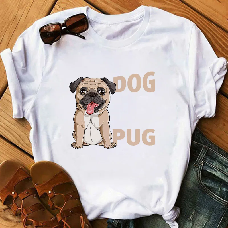 

Summer Plus Size Women's T-shirt Cartoon Funny French Bulldog Skateboard Print T-shirt Lady Pug Animal Graphics Women's T-shirt