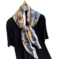 2021 new women scarf silk feeling hijab female bandana flower scarves square shawl twill ladies foulard wrap