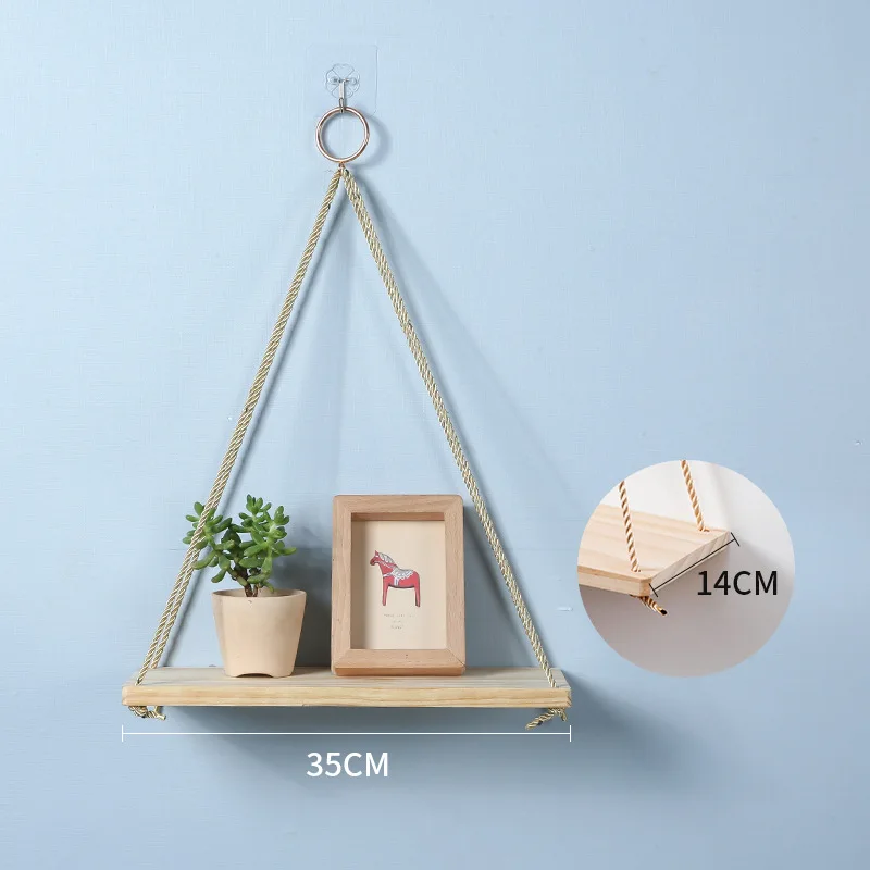 Деревянные подвесные веревочные полки премиум-класса настенные для комнатных и