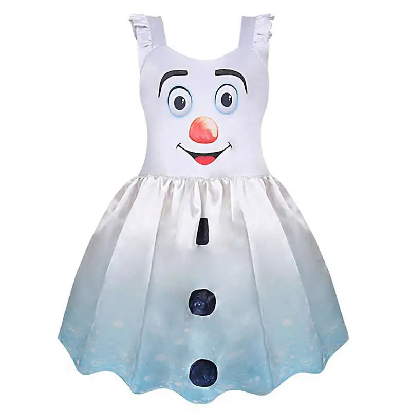 Платье с изображением снеговика Олафа для маленьких девочек Новая детская