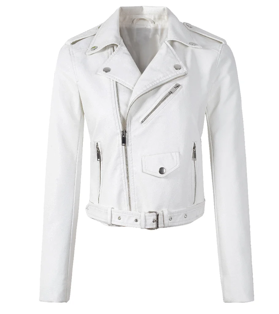 

faux leather PU Jacket Women Spring Autumn Fashion Motorcycle Jacket Black faux leather coats Outerwear coat HOT