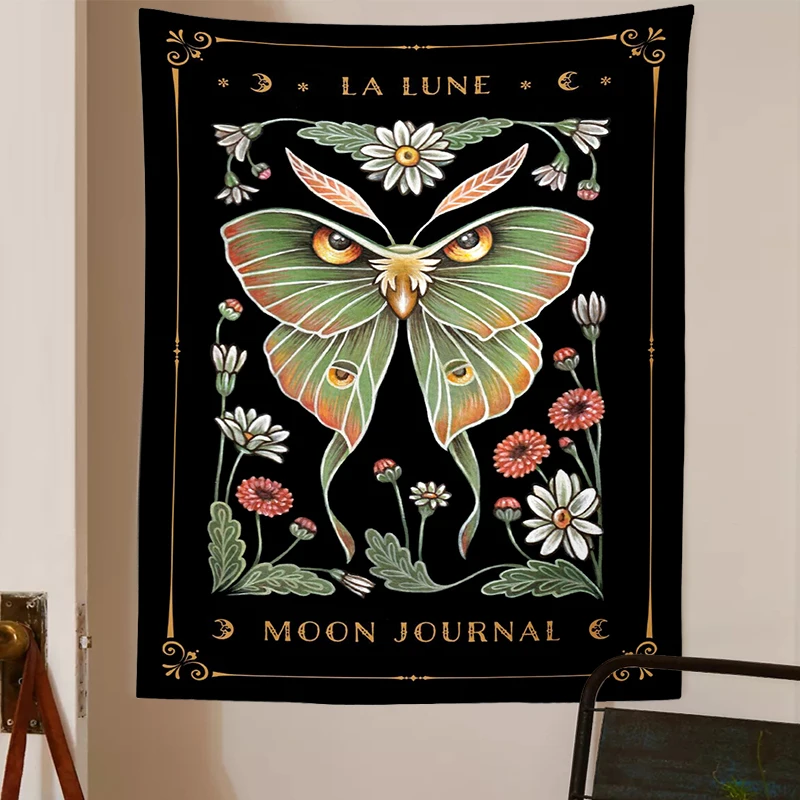 Настенный Гобелен Sun Moon Moth Подвесной декор в виде Луны хлопковый мистический