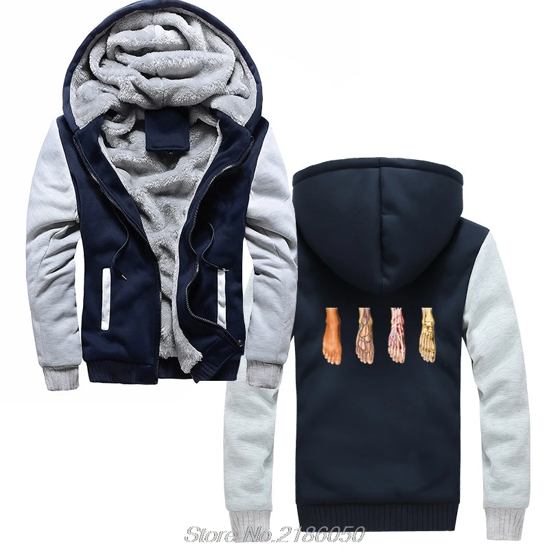 Foot Feet Anatomy Podiatry Doctor Medical Student 3D Hoodies Men's Coat Thicken Zipper Harajuku Sweatshirts | Мужская одежда