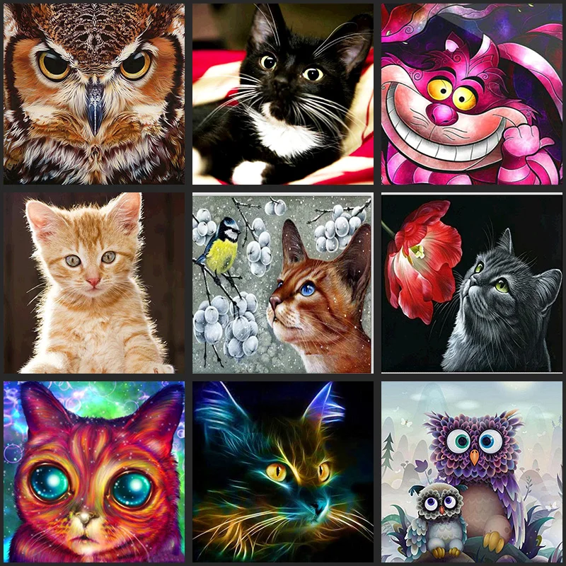 

Brand New 5D Cartoon Animals Cats Picture Diamond Painting Cross Stitch Art Full Drill Embroidery Living Room Decoration
