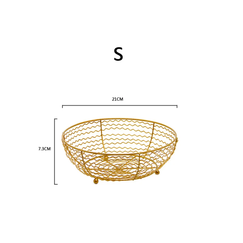 

Nordic creative dark gold iron water fruit basket modern living room household tray dry candy storage