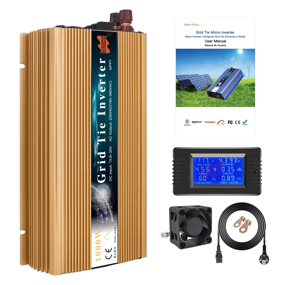 Medidor de Energia dc para ac Mars Rock Inversor Solar Grid Tie Micro Onda Senoidal Pura 10.5-50v 90-140v ou 190-260v Mppt 1000w