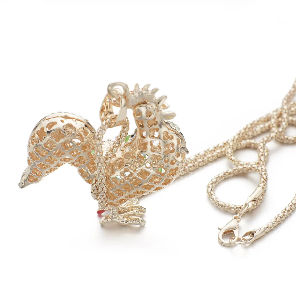 Разноцветные ожерелья Петух колье с кулоном изображением курицы хрустальные
