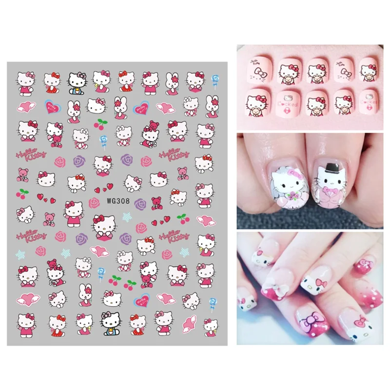 

10PCS Moon Girl DIY Nail Sticker Cartoon Animal Nail Slider Star Love Dog Cat Nail Art Deco Applique WG292
