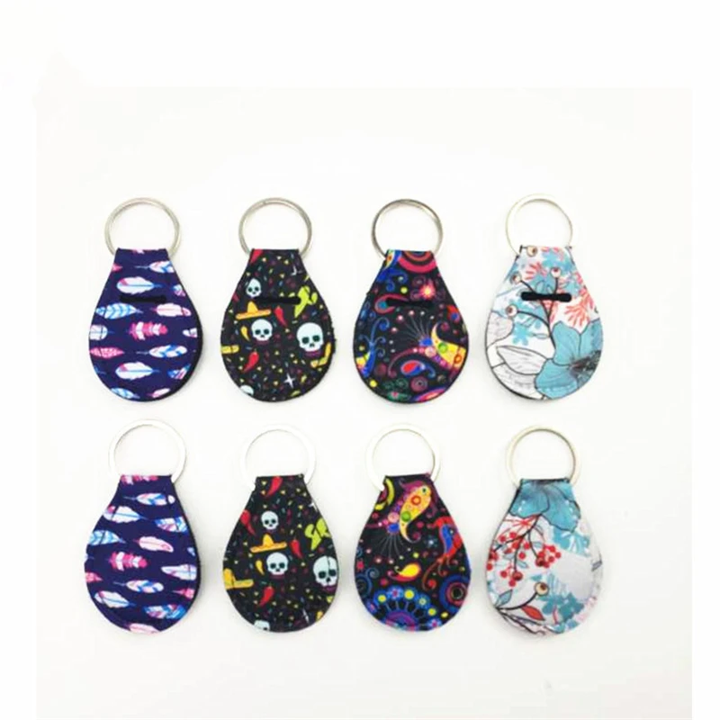 10pcs Coin Holder Chapstick Neoprene Keychain Unicorn Pattern Lip Palm Floral Print with Metal Ring | Дом и сад
