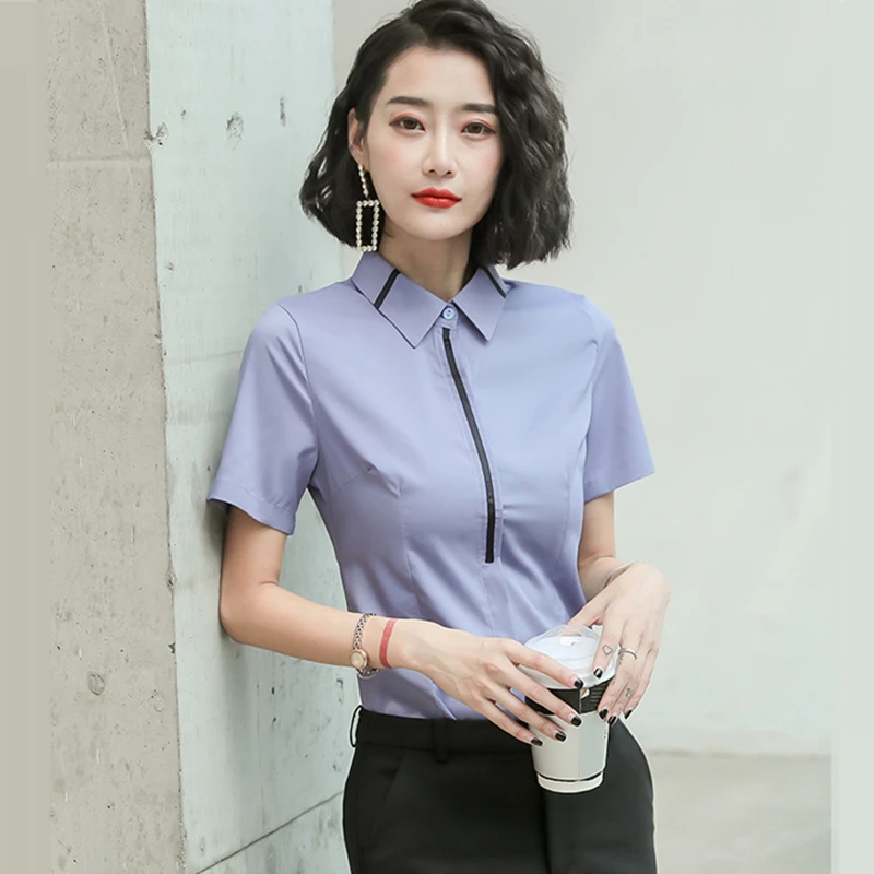 

Korean Fashion Chiffon Women Blouses Short Sleeve Office Lady Shirt and Blouse Womens Tops and Blouses Plus Size XXXL/5XL