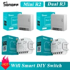 Смарт-выключатель SONOFF MiniR2  Dual R3, 2 клавиши, Wi-Fi, для самостоятельной сборки, модули реле, дистанционное управление через приложение eWelink, работает с Alexa Google Home