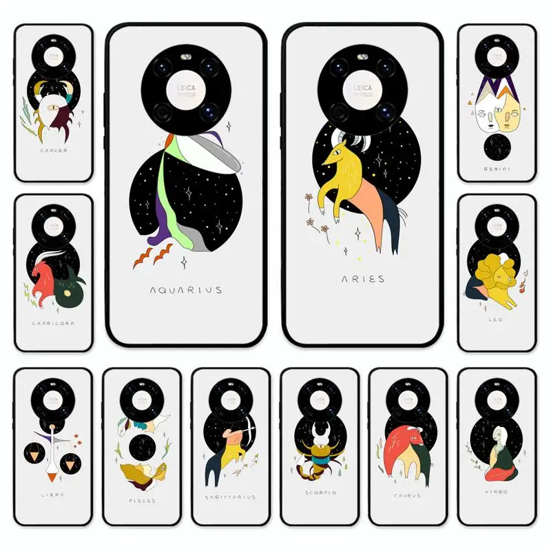 

12 constellations Phone Case For Huawei Nova 7 Se 5 3i 3e 3 2 5i Mate 10 20 Lite 30 40 Pro 20x 9 Cover