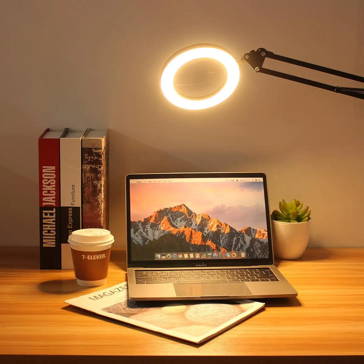 

Professional 5X Illuminated Magnifier USB 3 Colors LED Magnifying Glass Desk Lamp Three Dimming Modes Light for Reading Beauty