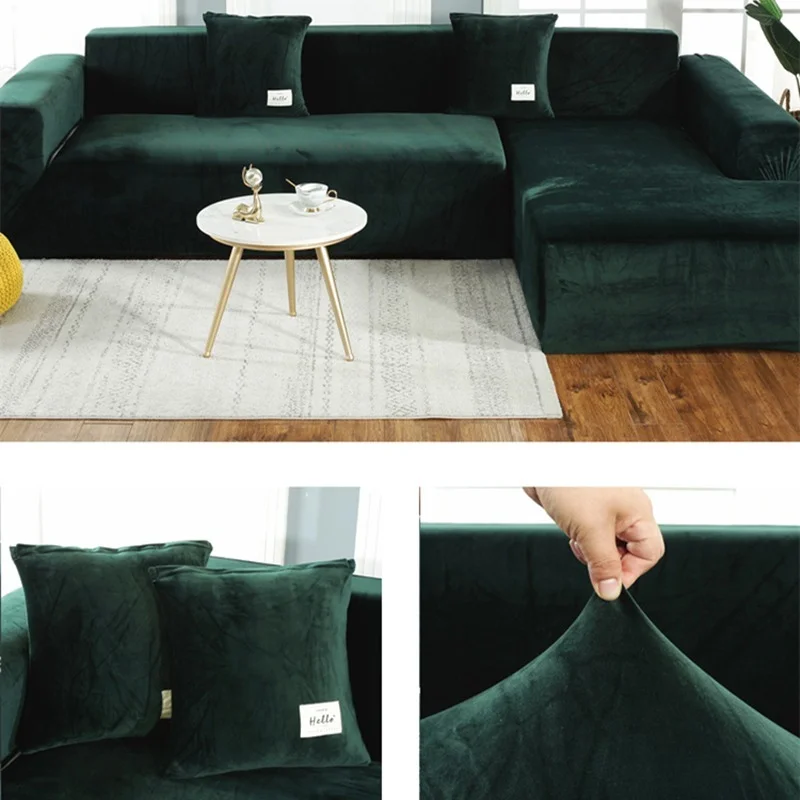 

2021 New Claroom solid color Thick velvet sofa cover for living room sofa towel Slip-resistant sofa cover strech sofa Slipcover