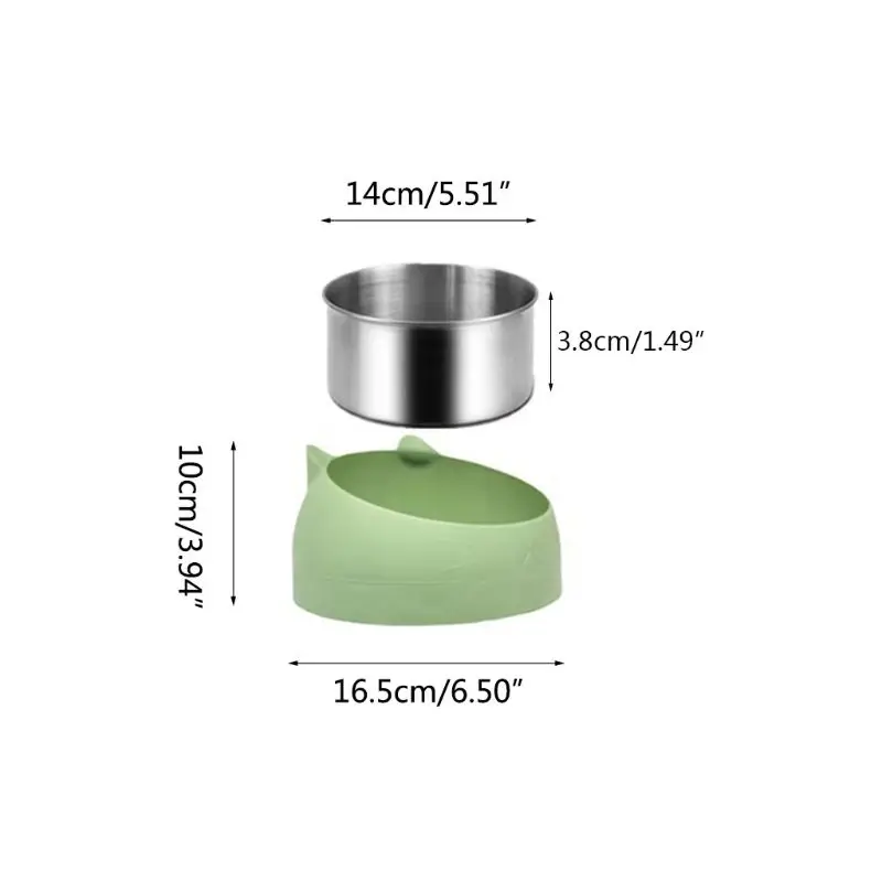 

Stainless Steel Cat Dog Food Bowl 15Slanted Non-slip Pet Utensils Puppy Feeding Container Supplies