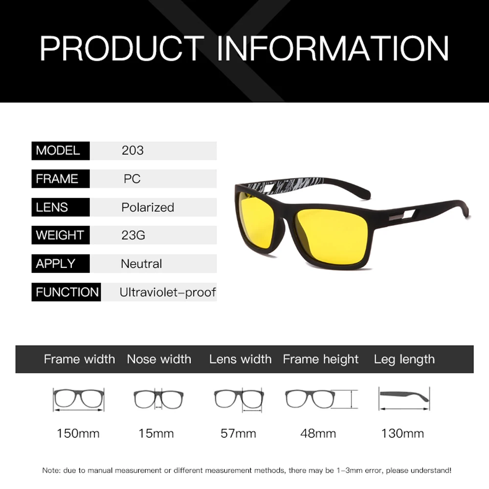 

LongKeeper Anti Glare Night Vision Glasses Men Women Polarized Yellow Lens Driving Sunglasses With Glasses Rope Eyewear