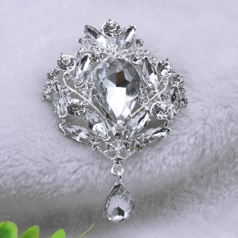 Высококачественная брошь для невесты блестящая стеклянная стразы цветок