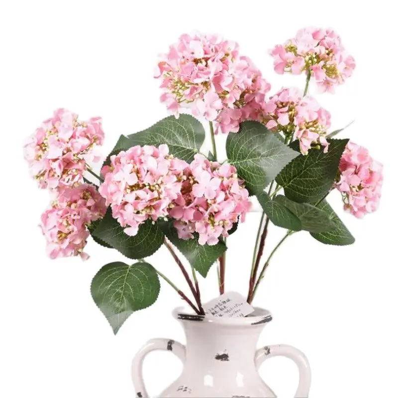 

7Pcs Fake Hydrangea (3 Heads/Piece) 28" Length Simulation Floral Hydrangeas for Wedding Home Decorative Artificial Flowers