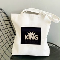 crown shopper bag canvas shoper designer handbags shopping bags reusable tote woman womens shoulder printed folding 2021 ecobag