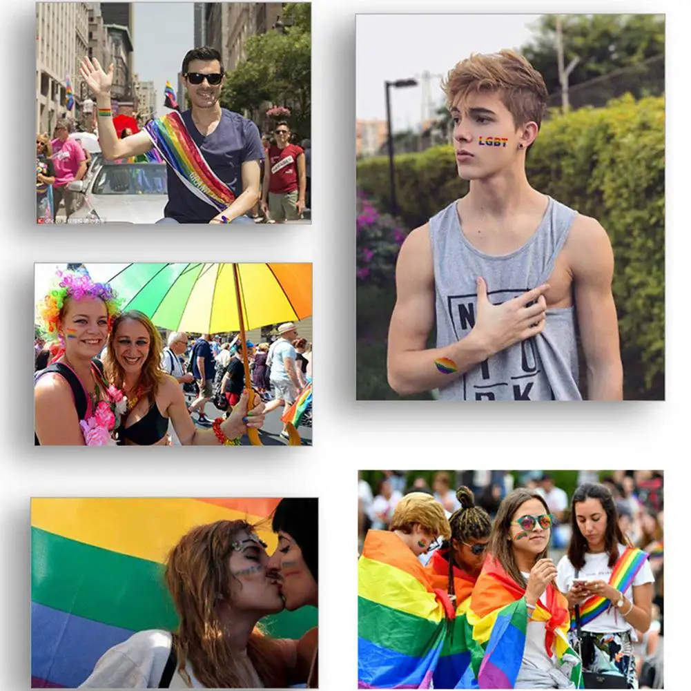

20pcs/Set Rainbow Temporary Tattoo Stickers Colorful Flag Butterfly Flower Long Lasting Temp Tattoos For Gay Pride Men Women