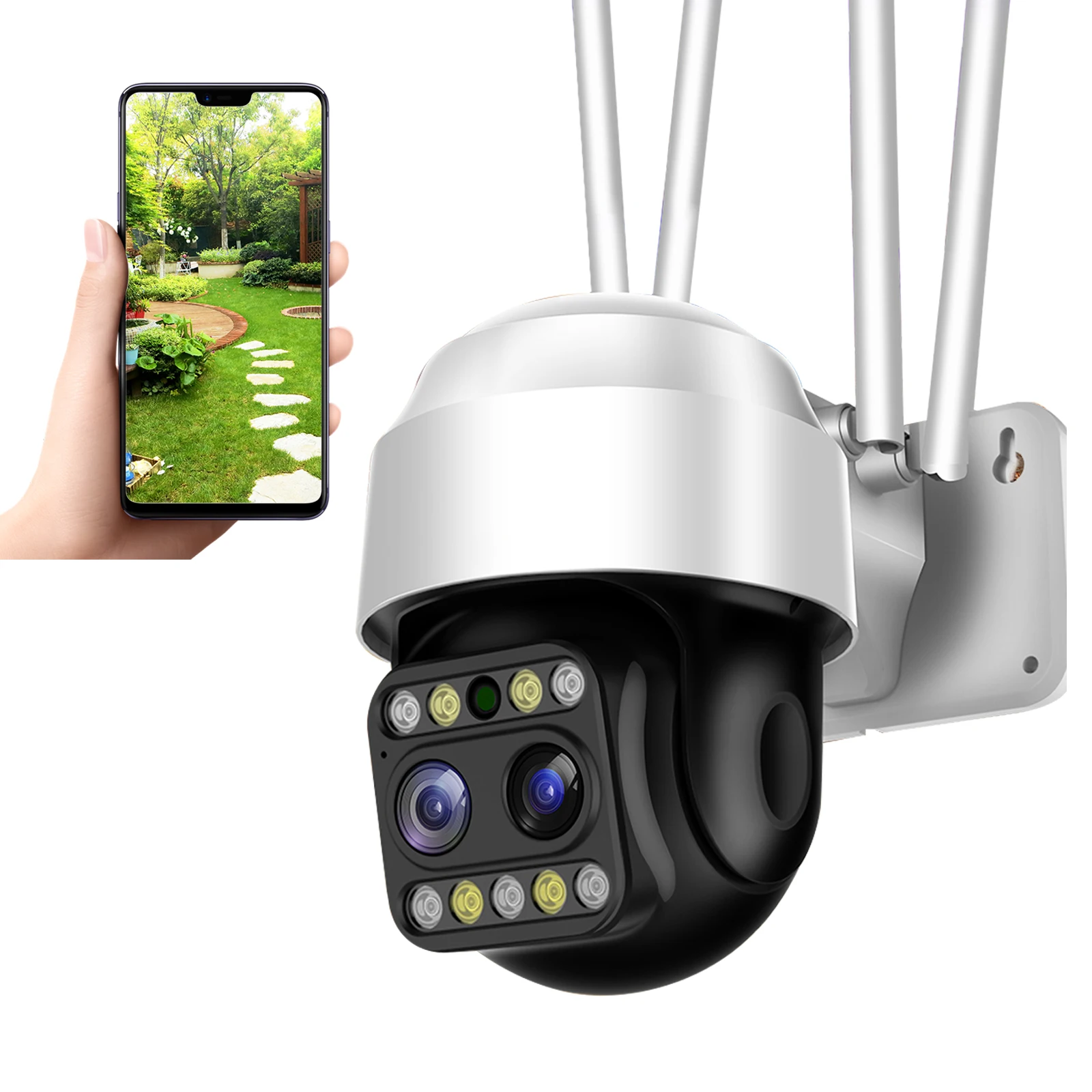 

Sdeter Dual Lens Security Camera WIFI Outdoor PTZ Speed Dome Wireless IP Cam CCTV Pan Tilt 4XZoom IR Network Surveillance System