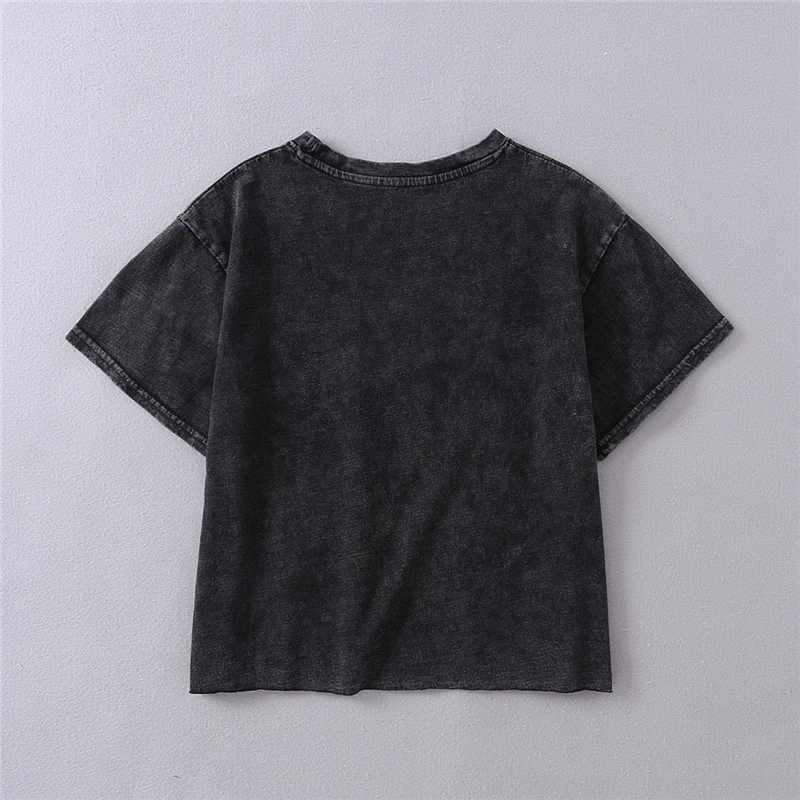 Винтажная модная женская Футболка harajuku с круглым вырезом Модный укороченный топ