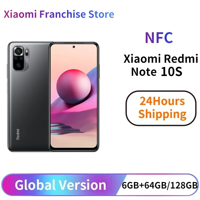  Оригинальный Смартфон Xiaomi Redmi Note 10S, 6 ГБ, 64 ГБ/6 ГБ, 128 ГБ, глобальная версия Helio G95, 6,43 дюйма, AMOLED, DotDisplay 