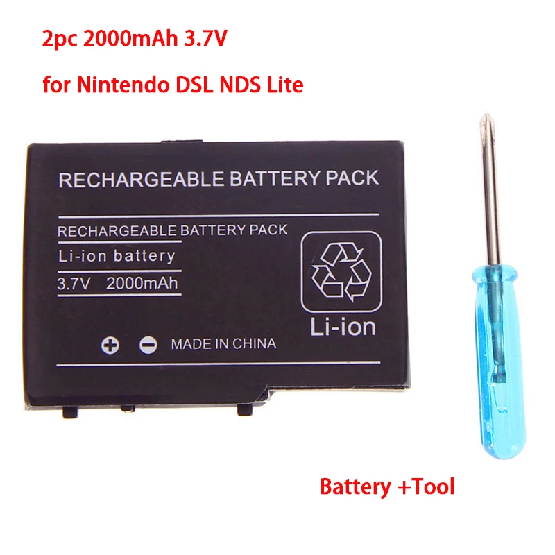 2pc 2000mAh 3.7V Rechargeable Lithium-ion Battery + Tool Pack Kit for Nintendo dsi DSL NDSL Wholesale/Dropshopping | Электроника