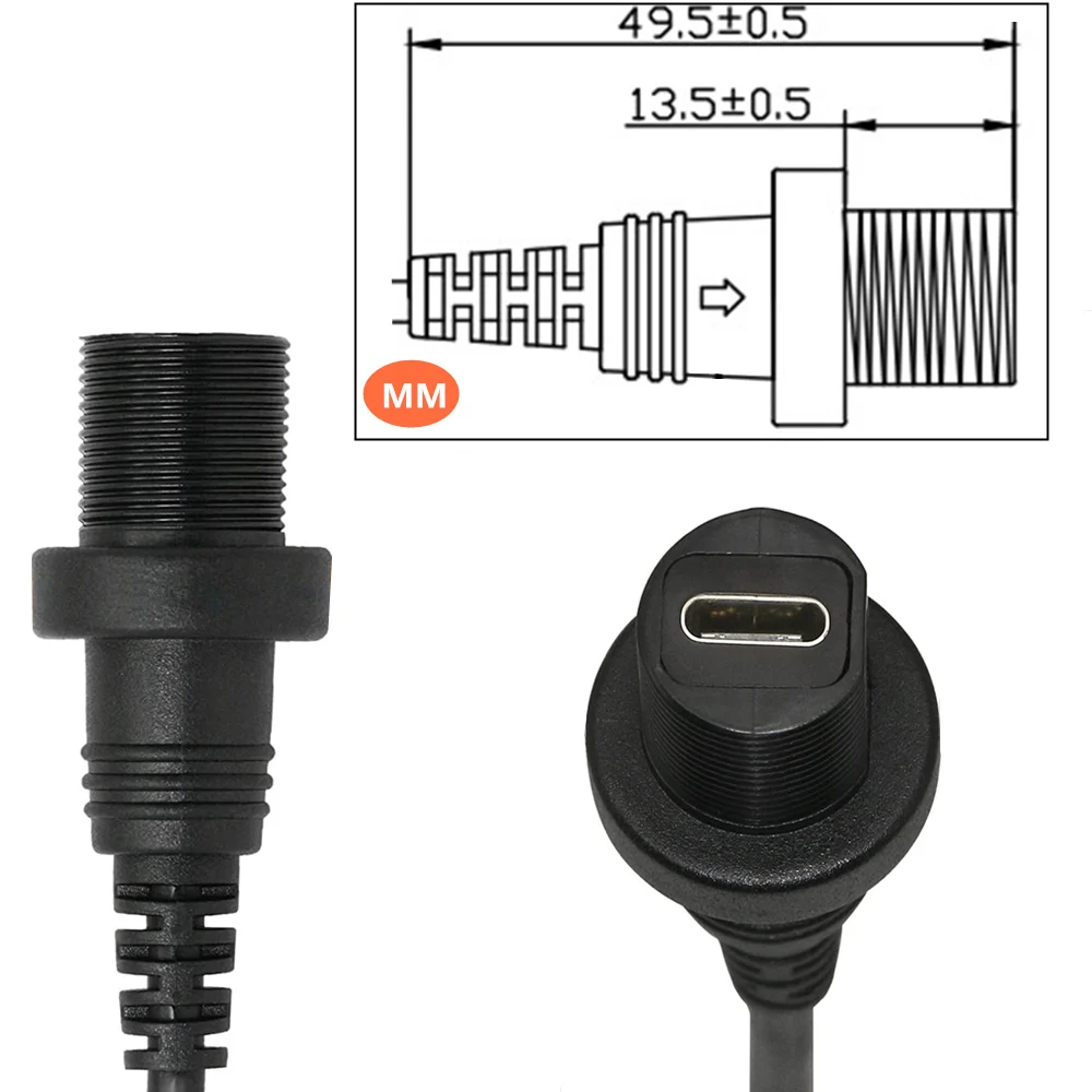 Позолоченный Удлинительный кабель USB Type-C 3 1 для автомобиля лодки мотоцикла