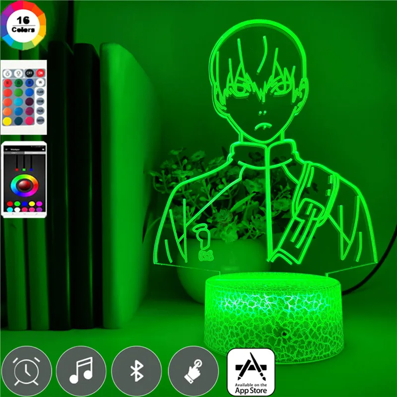 

3D Night Light Anime LED Haikyuu Lamp Bedside Volleyball Junior Smart Phone Control Fans Gift Colors Changing Atmosphere Decor