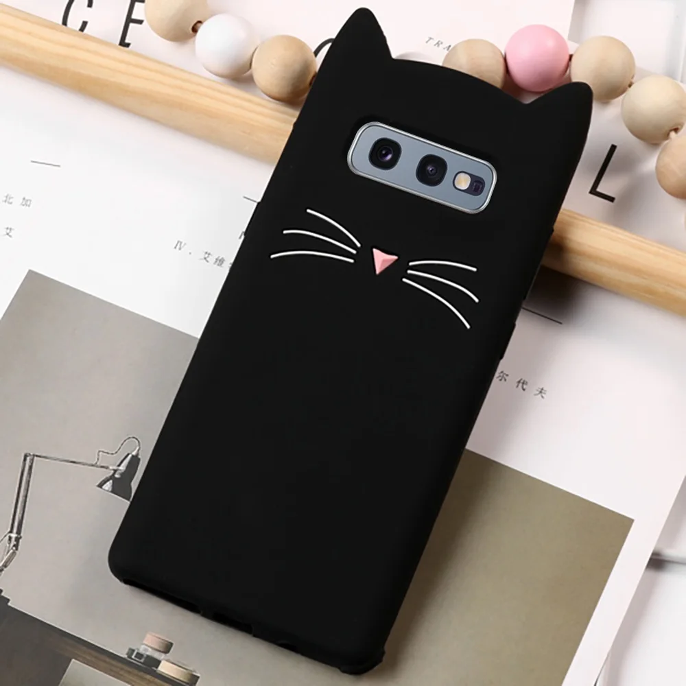 Black L-FADNUT силиконовый мягкий ТПУ чехол для samsung S9 S8 S10 Plus S10E Galaxy S7 S6 Edge милый мультяшный резиновый противоударный бампер - Цвет: Black