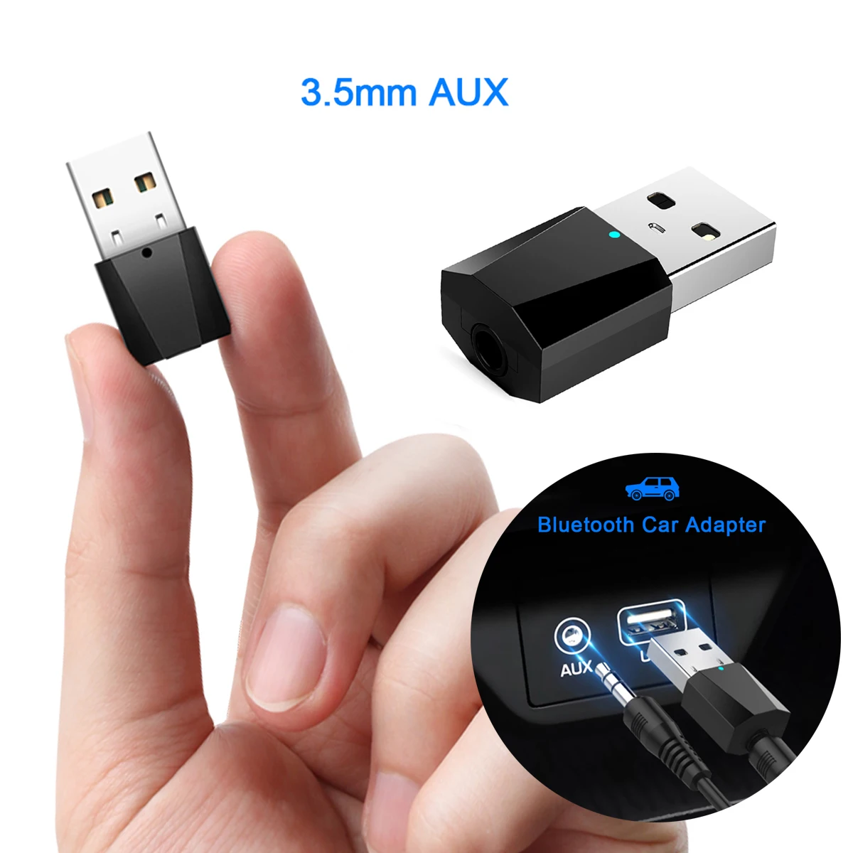 DC 5 В USB пластик черный беспроводной Bluetooth 4,2 аудио стерео приемник для 3,5 мм автомобиля AUX динамик наушников синий светодиодный индикатор