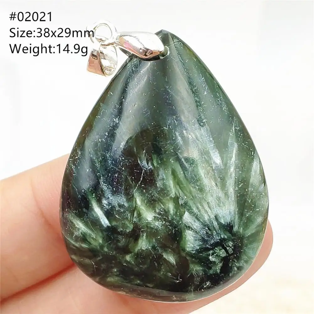 

Natural Green Seraphinite Pendant Crystal 38x29x11mm Women Men Water Drop Crystal Seraphinite Necklace AAAAA