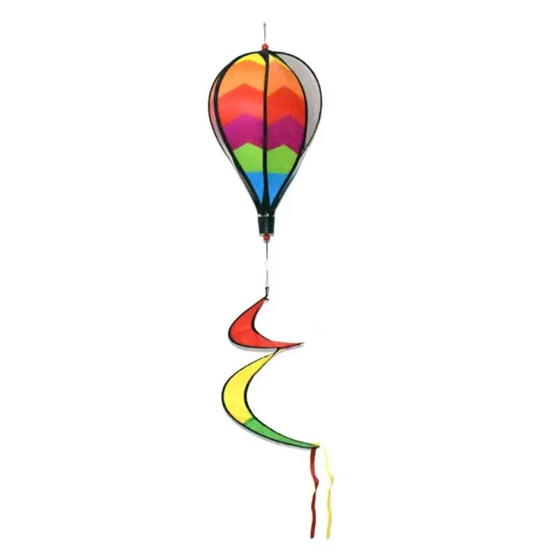 Outdoor Hanging Rainbow Color Hot Air Balloon Rotating Wind Strip Windmill Park Attractions Decoration Pinwheel