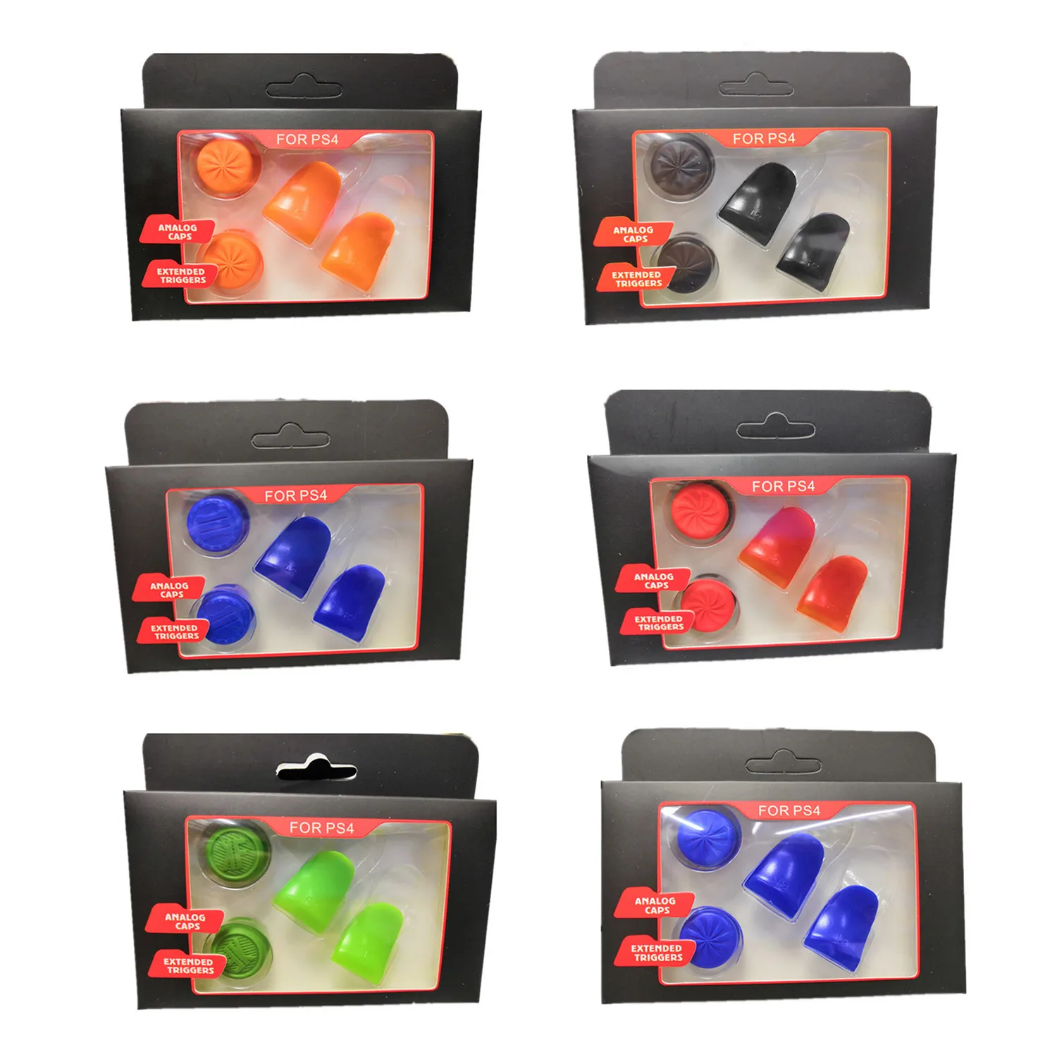 

Bevigac 2PCS Non-slip Silicone Thumbstick Grip Caps Covers + 2PCS Trigger Extenders for Sony PlayStation 4 PS4 Controller