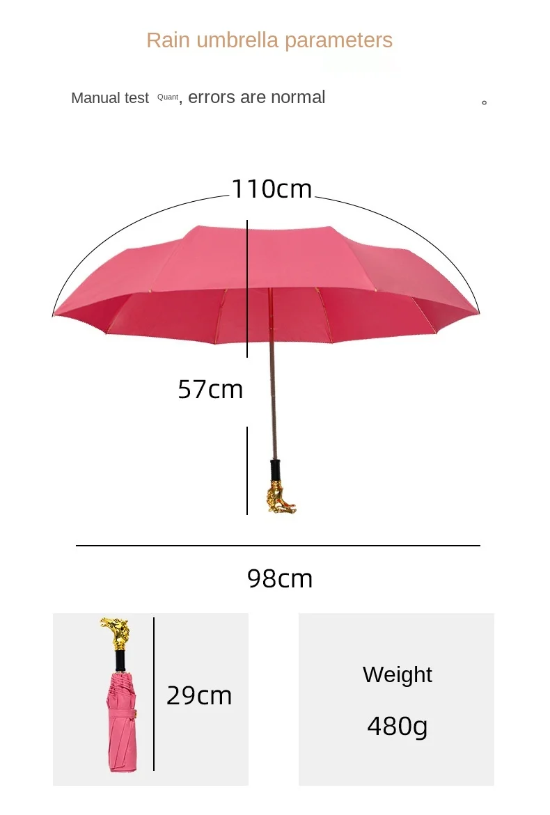 

Zodiac Tri-fold Umbrella Hand Open Folding Umbrella Creative Chinese Wind Umbrella Animal Handle Gift Umbrella Paraguay Parasol