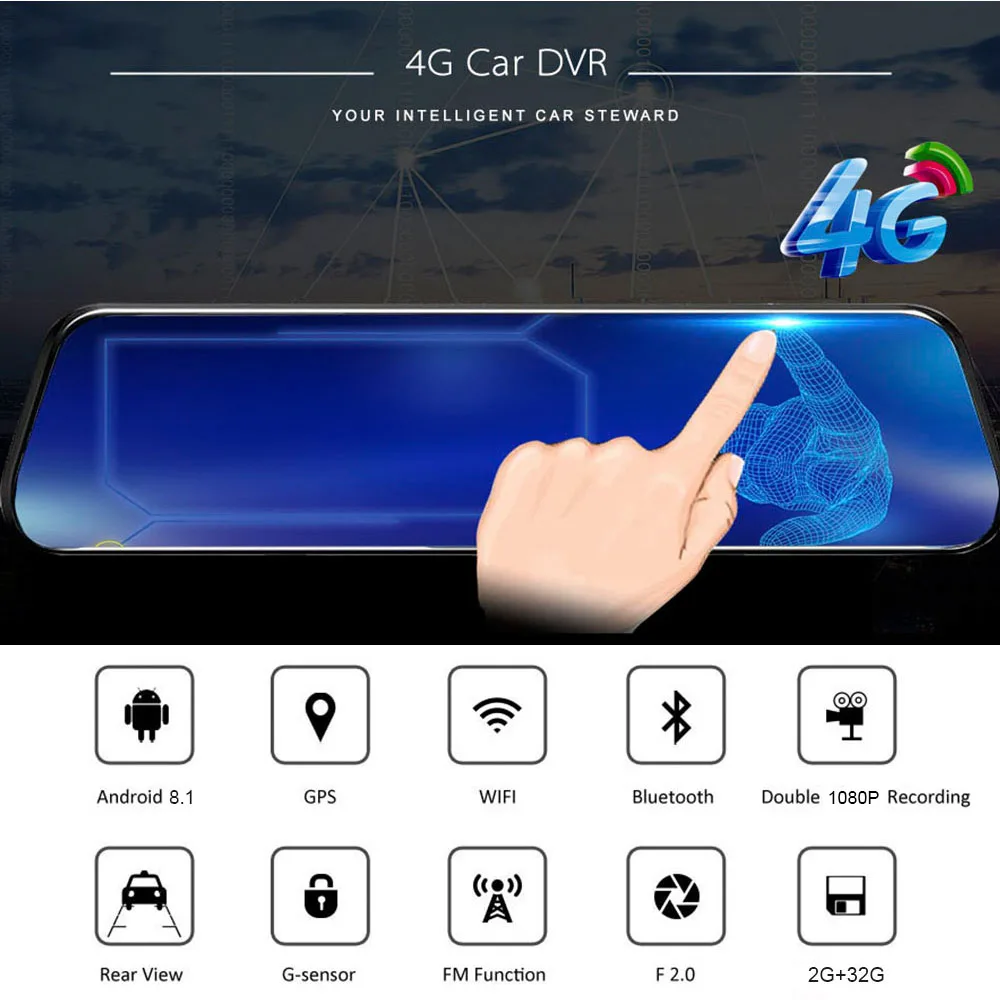 12 дюймов 2G + 32G Android 8 1 Автомобильный видеорегистратор gps Bluetooth навигация FHD