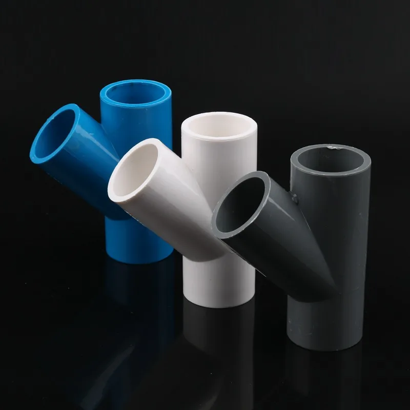 1pc PVC 45 degree Tee joint Water Supply Pipe Fittings 20/25/32/40mm White Blue Gray Plumbing | Дом и сад