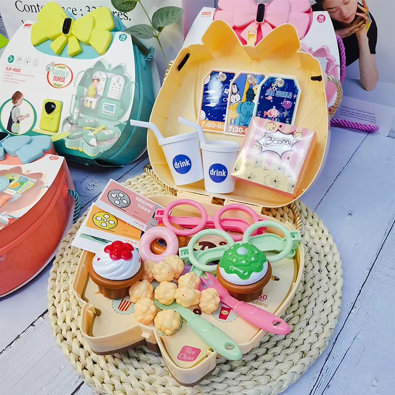 

Children's house toys handbag kitchen cooking set girl makeup doctor little girl