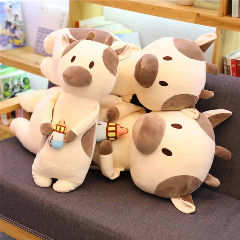 Nice Funny Milk Cow Holding Baby Bottle Plush Toys Staffed Kawaii Cattle Doll Soft Animal Nap Pillow Creative Gift for Kids Girl | Игрушки и
