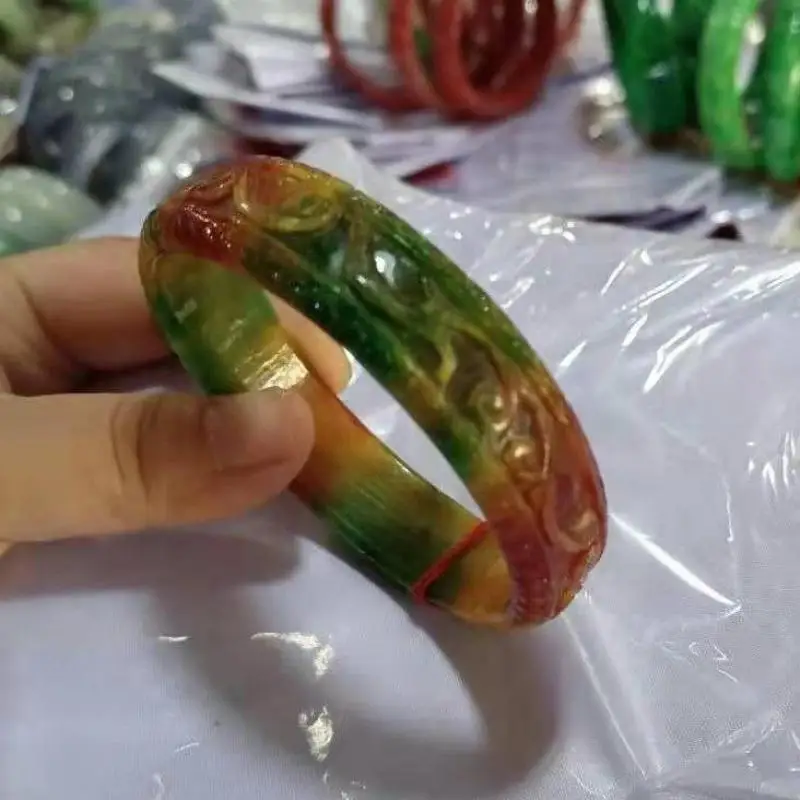

100% настоящий редкий цветной браслет из Мьянмы, яркий браслет ручной работы, сертифицированный нефритовый Изумрудный браслет