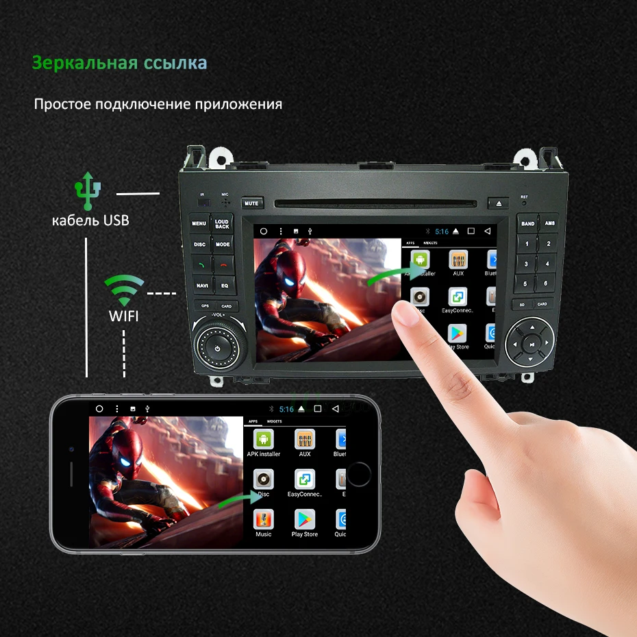 DSP ips Android 9,0 64G 2 din gps для Mercedes Benz Sprinter B200 W209 W169 W169 b-класс W245 B170 Vito W639 A180 A160 W906 PC