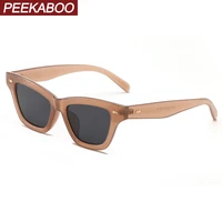 peekaboo retro cat eye sunglasses for women tortoise brown square sun glasses for men uv400 rivet decoration 2022 dropshipping