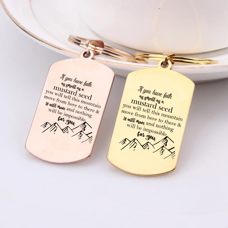 Выгравированный брелок если у вас есть вера как маленький горчичный семена Keychian