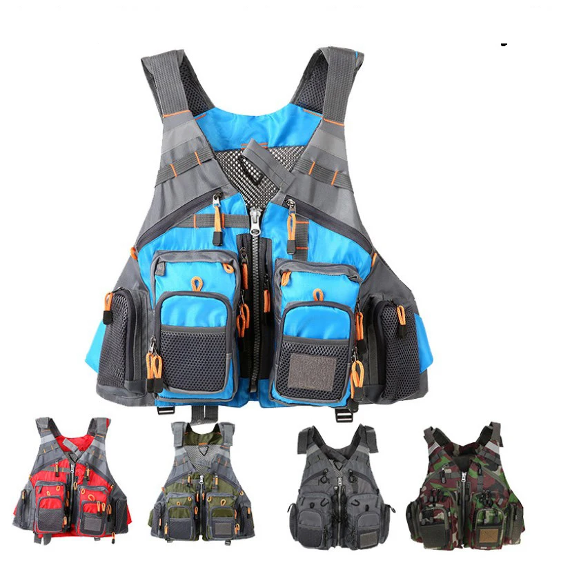 

Fishing Vest Breathable Outdoor Sports Fly Swimming Life Safety Waistcoat Survival Utility Fly Vest with Chest Pockets
