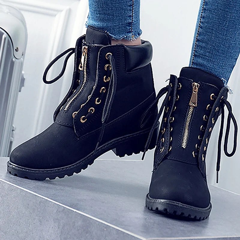 

Fashion women boots Rubber shoes Work Ankle boots for women 2019 Adult Cross-tied Female Autumn boots size 36-41