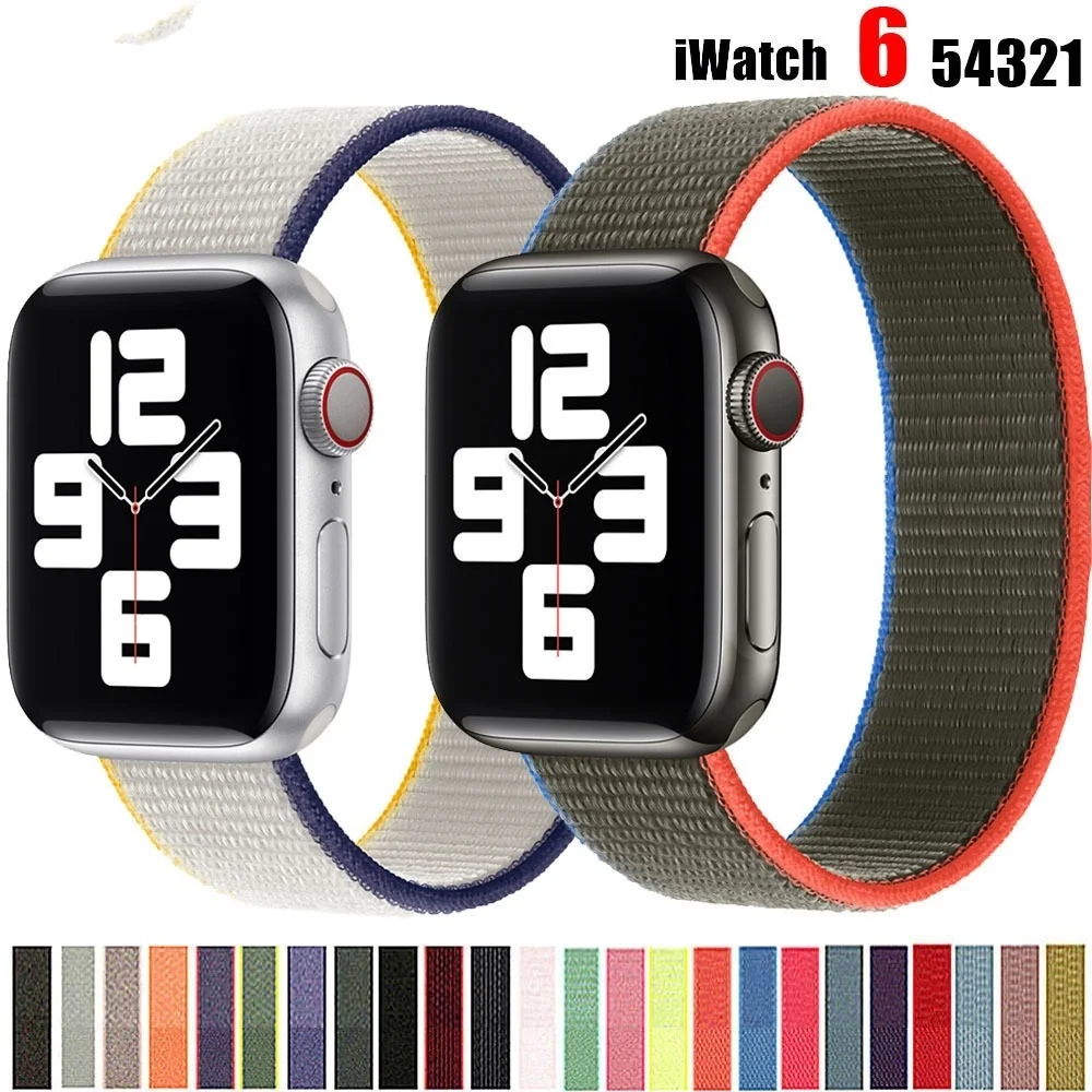 

Ремешок нейлоновый для Apple watch band 44 мм 40 мм 42 мм 38 мм, браслет для смарт-часов, браслет-петля для iWatch 3 4 5 6 se band