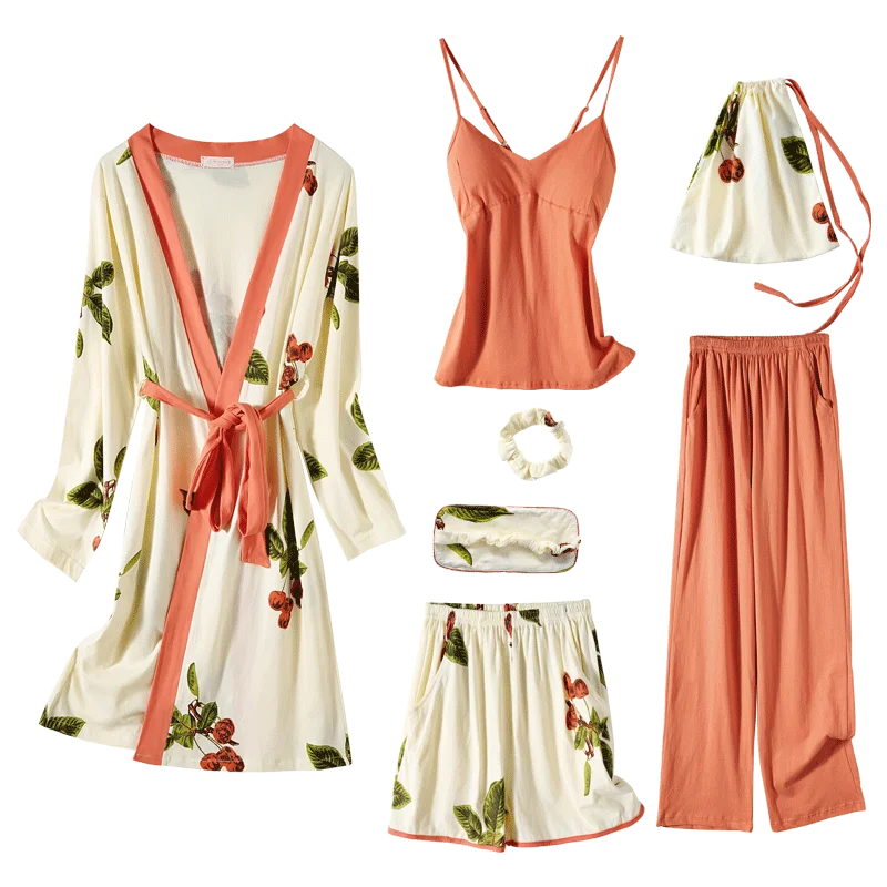 Распродажа продвижение халат Сезон лето осень набор из 7 шт 100% хлопок женская