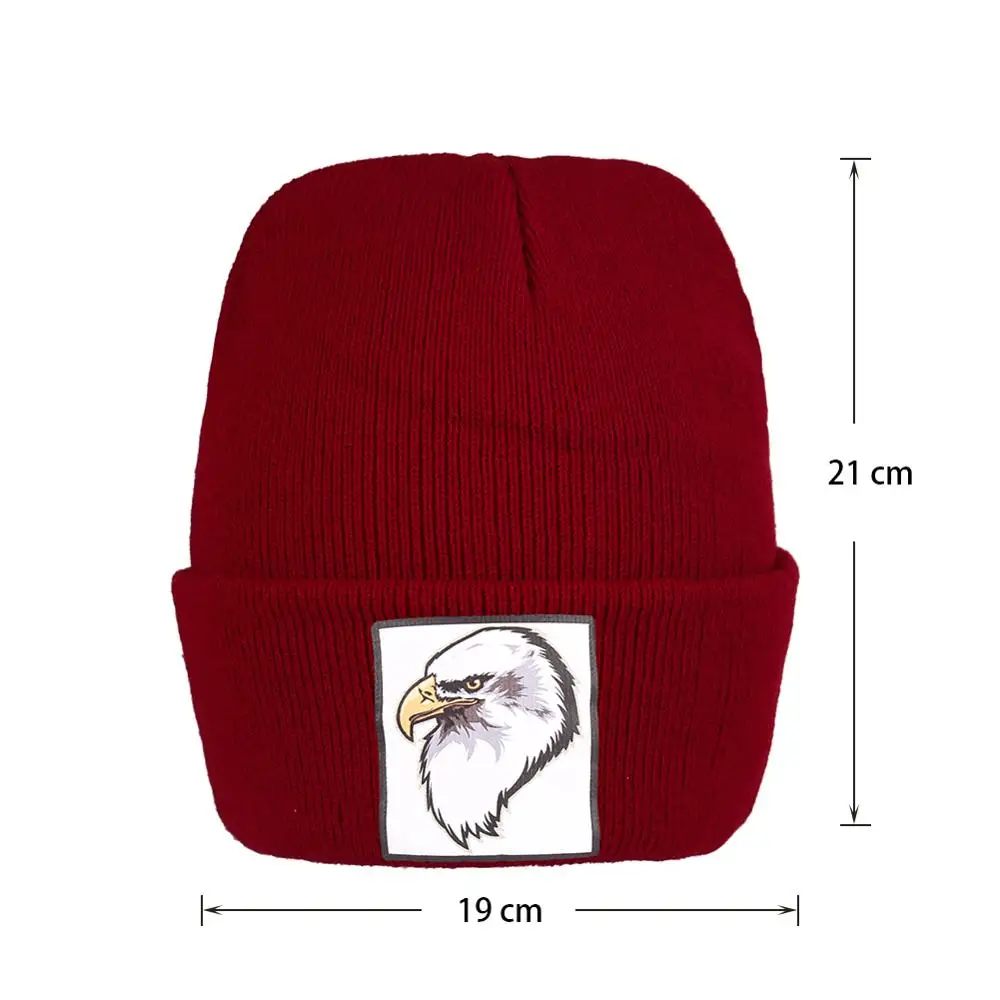 Лысый орлы принт ребристый трикотажный головной убор шапки бини черный серый