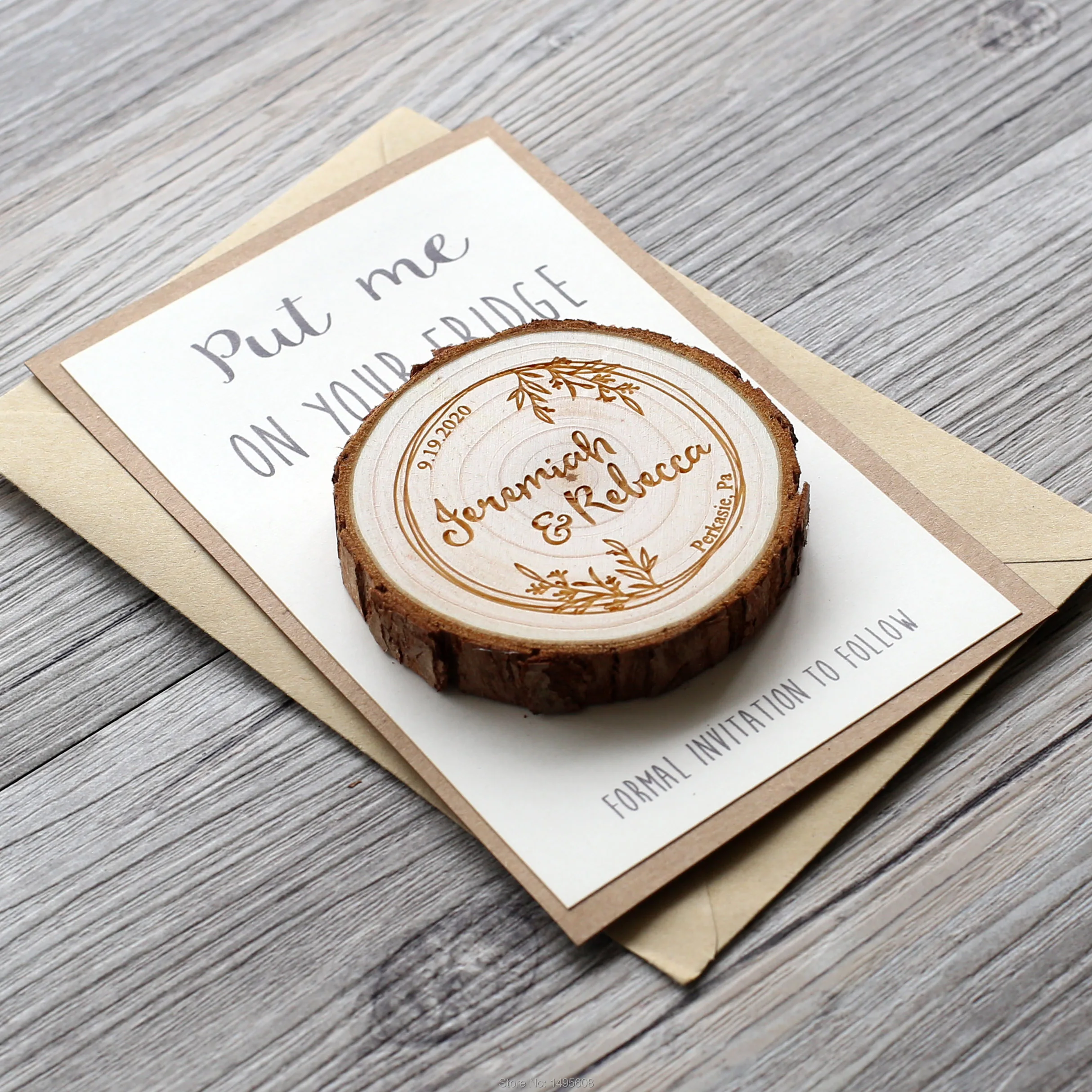 Personalized Wood Slice Save the Date Magnet - Wedding Favors, Invitations, Decor, Accessories, Gifts for Guests image 3